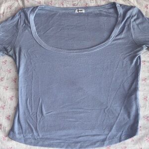 Garage long Sleeve Blue Ribbed Top